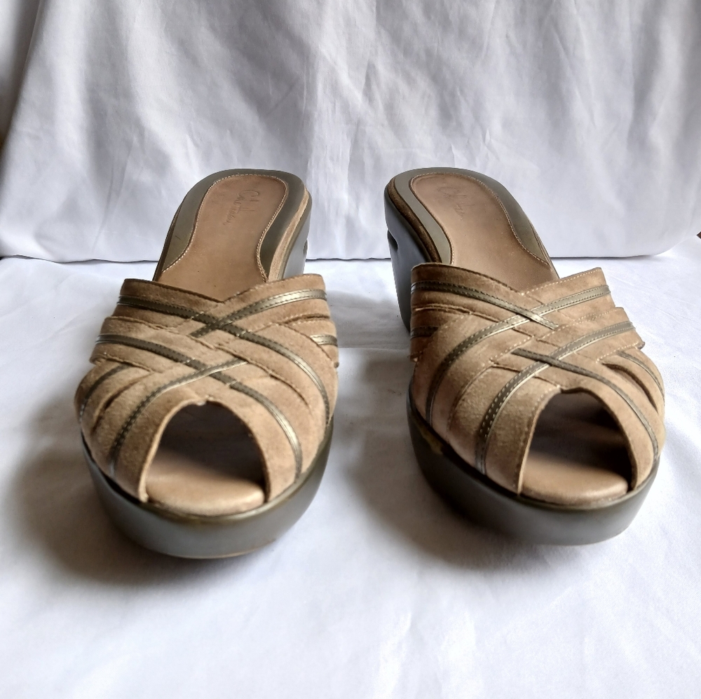 Cole Haan Suede Wedge Open-Toes Sandals
